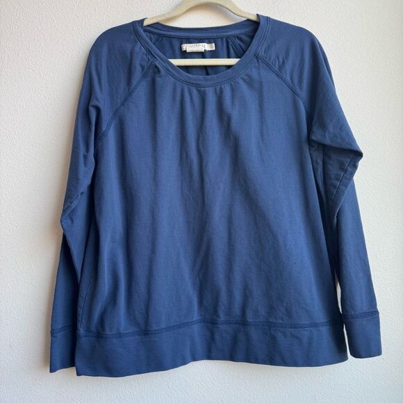 Coyuchi 100% Organic Cotton Navy Blue Crewneck Pullover Size Large Women’s - Picture 1 of 5